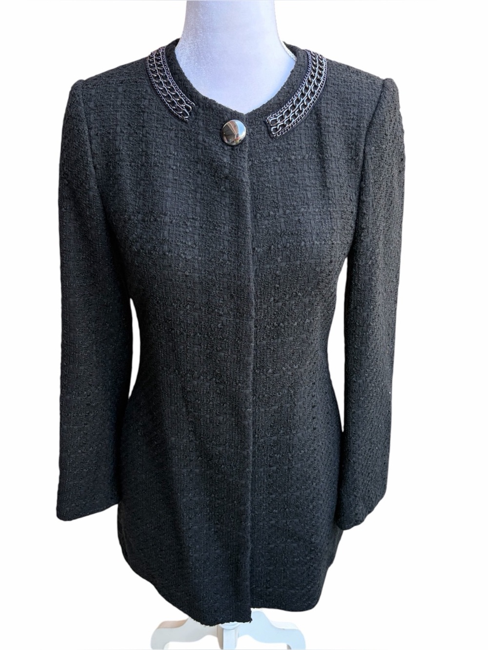 ZARA tweed overcoat Medium black